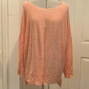 Eileen Fisher Linen Crepe Knit Pullover Salmon L Dolman Sleeve